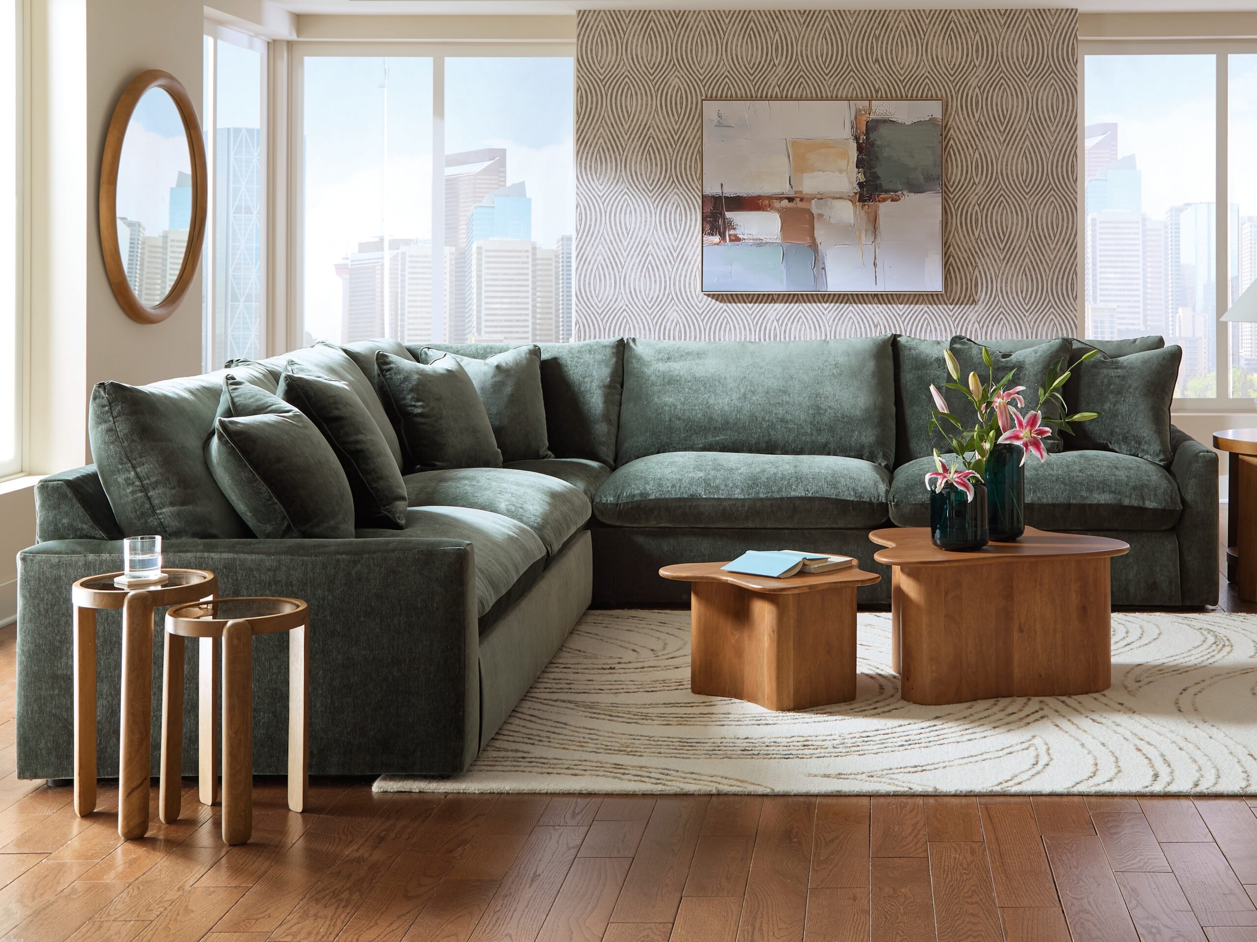 Carriage View - 3-Piece Sectional - Jade - Image 2