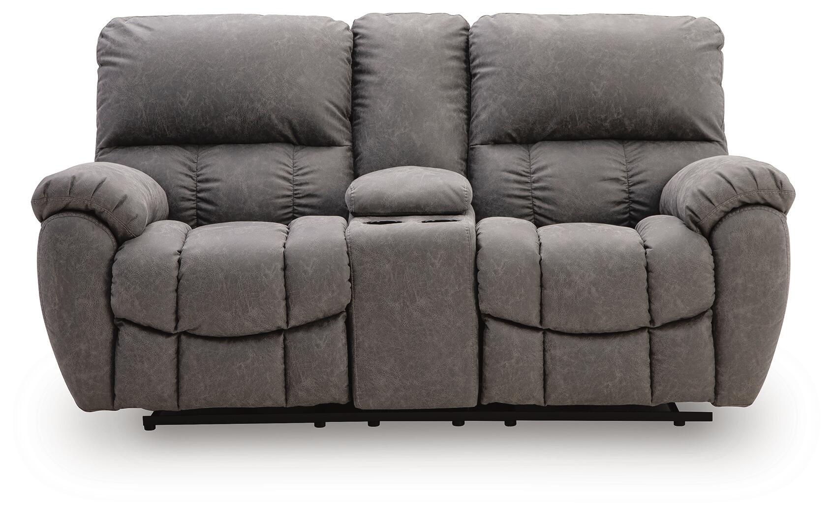 Bakerstein - Power Reclining Loveseat/Console/Adjustable Headrest - Galaxy - Image 3