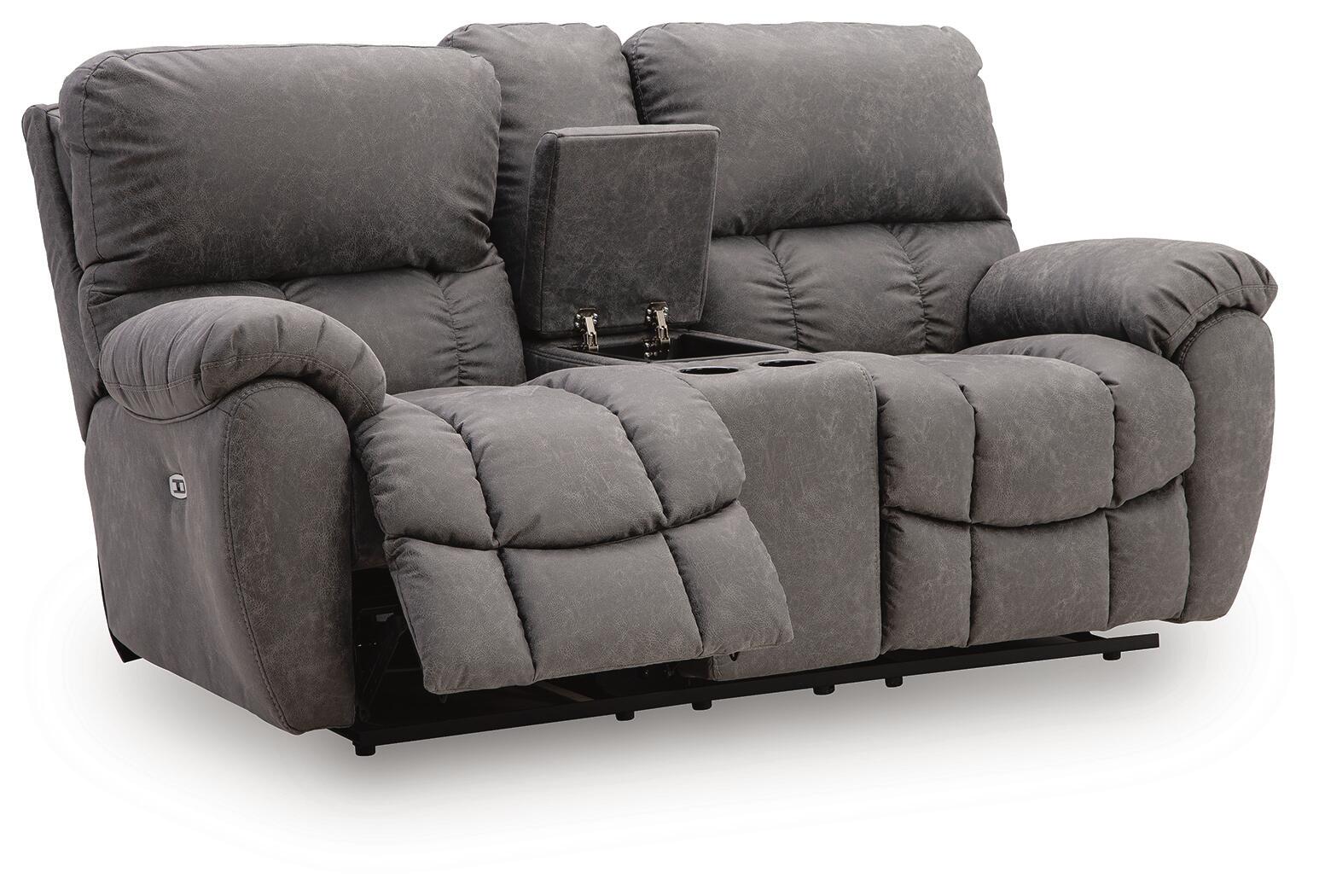 Bakerstein - Power Reclining Loveseat/Console/Adjustable Headrest - Galaxy - Image 4