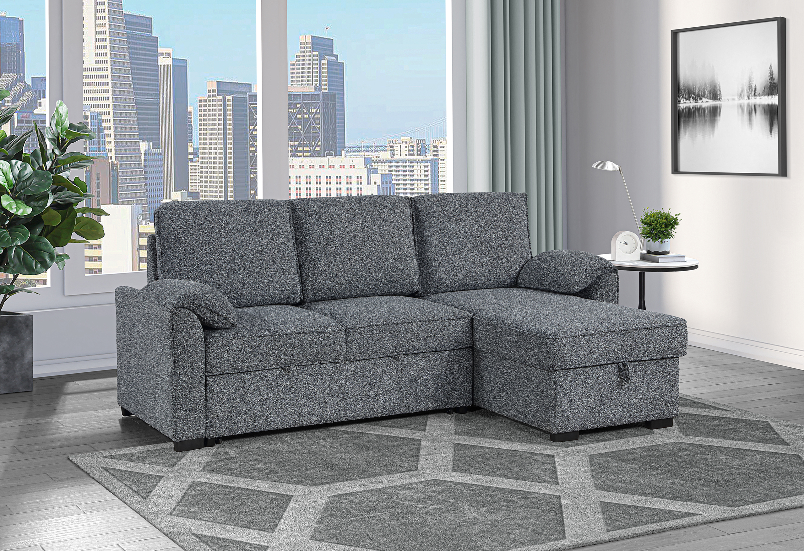 U0808 - Reversible Sofa Bed - Dark Gray